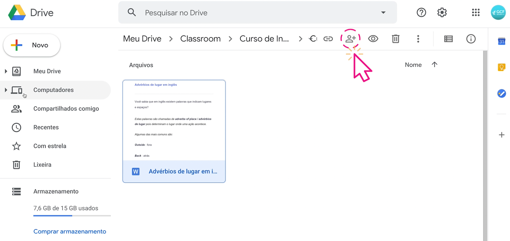 Como utilizar o Google Drive integrado a Google Sala de Aula 3